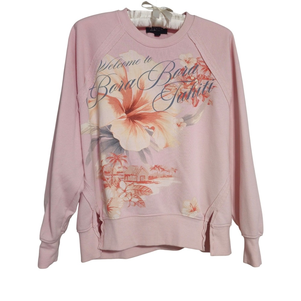 VINYL ICONS Pink Bora Bora‎ Tahiti Graphic Sweatshirt Women's Size S